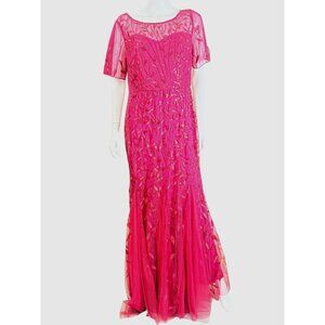 Ever-Pretty Burgundy Sequin Leaf Maxi Dress US 12 2XL Formal Wedding Gala